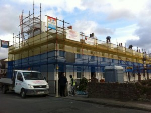 Cowley Terrace Peel IOM with extensive scaffolding